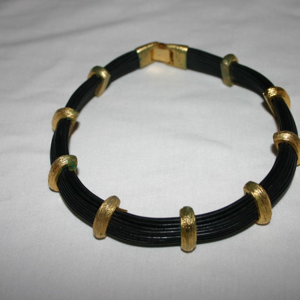 Neck Piece:  Black & Gold Choker/Dog Collar Style-Circa 1975